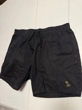 OVO Black Shorts with Gold Owl Patch